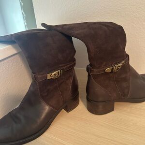 Brown Suede and Leather Boots